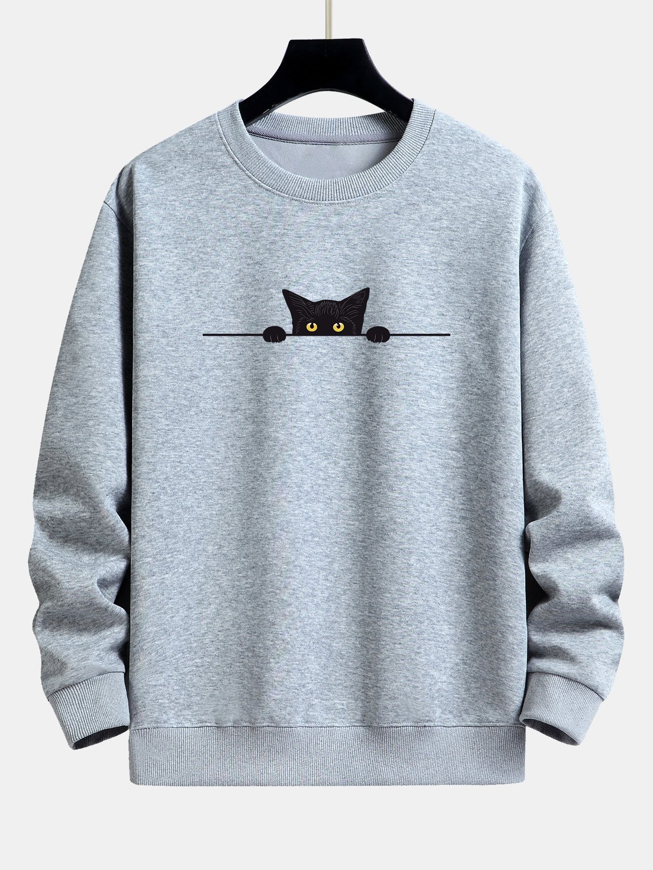 Schwarze Katzen Druck Relaxed Fit Sweatshirt - Image 3