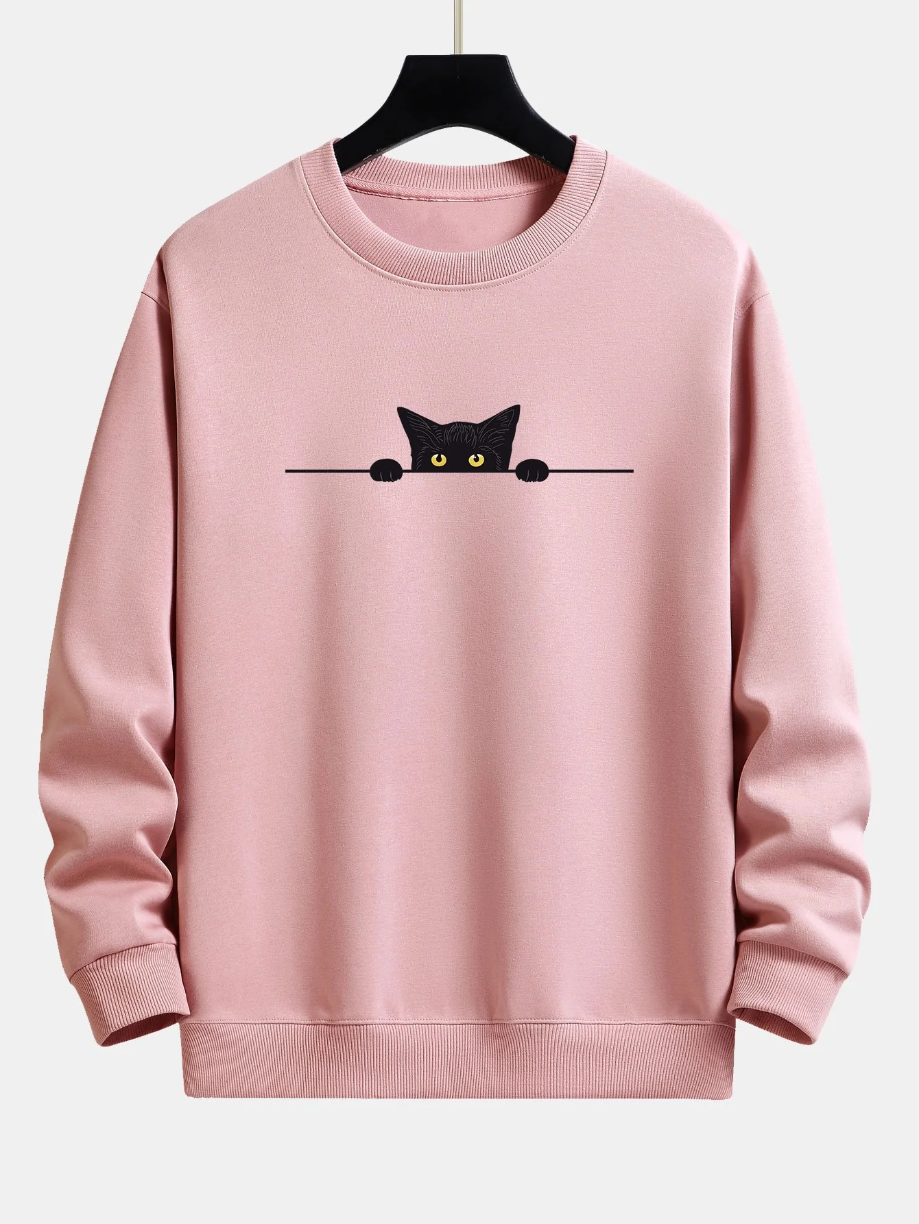 Schwarze Katzen Druck Relaxed Fit Sweatshirt - Image 4