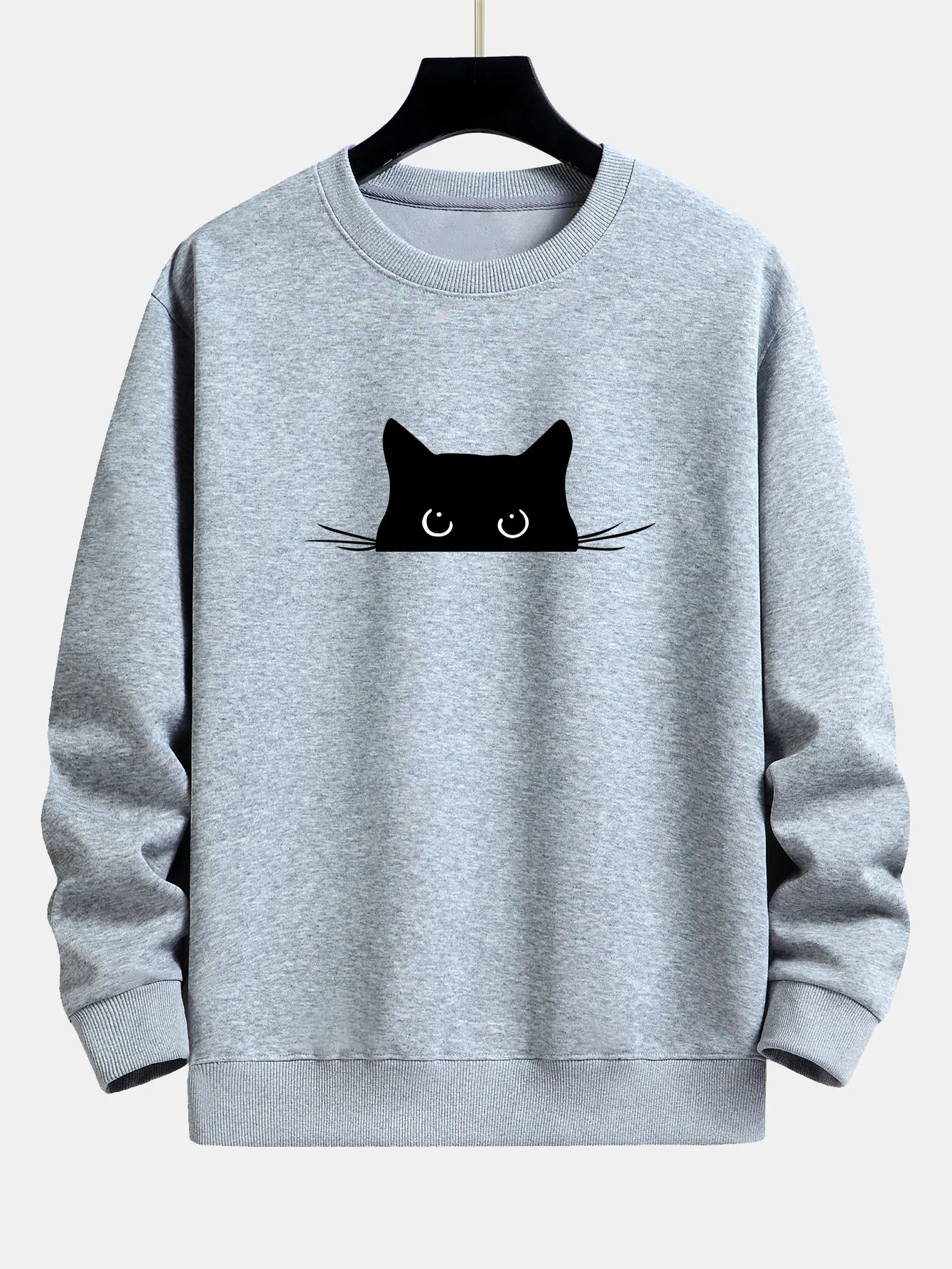 Sweatshirt mit lockerem Schnitt und schwarzem Katzenmotiv - Image 4