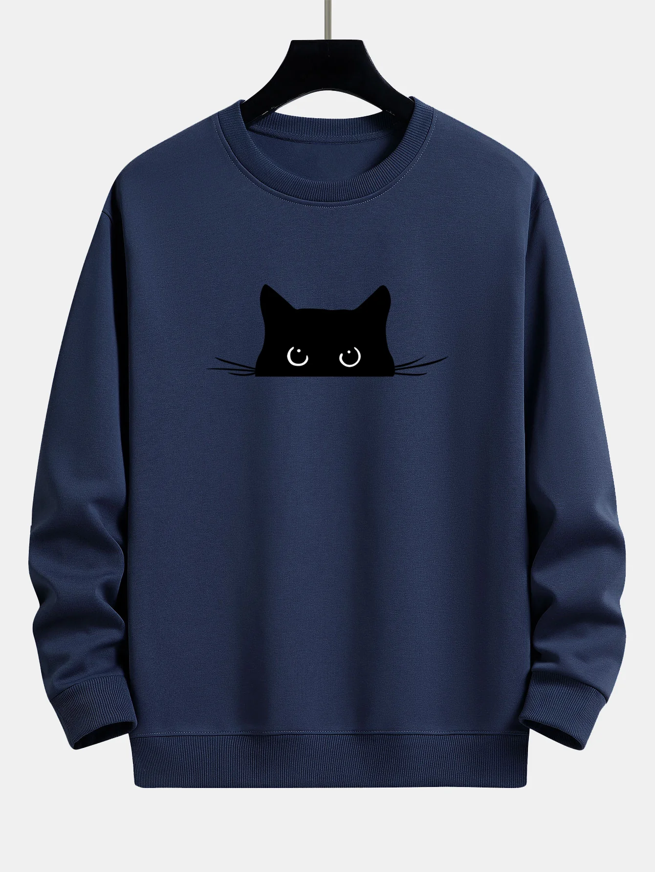 Sweatshirt mit lockerem Schnitt und schwarzem Katzenmotiv - Image 5
