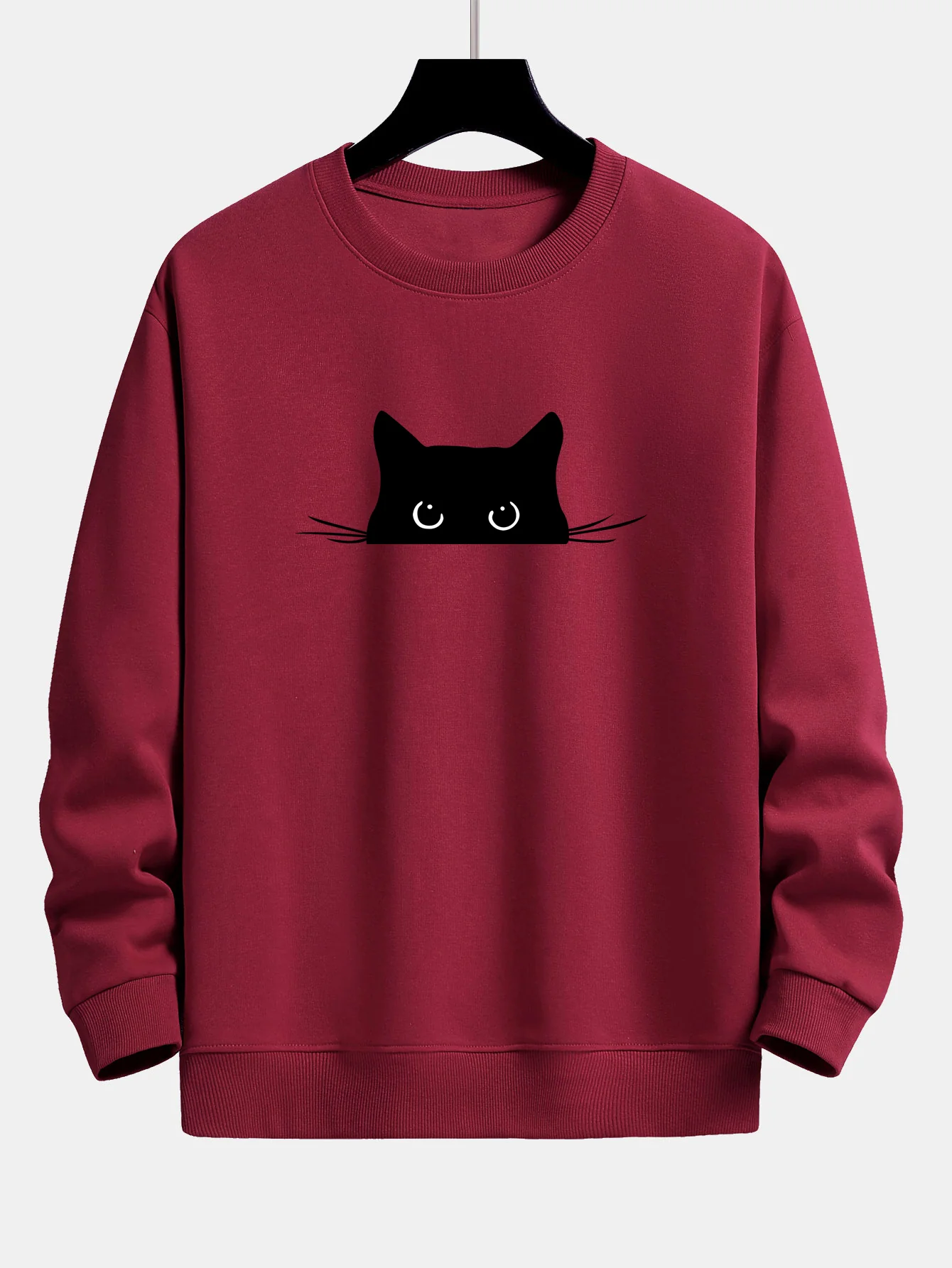 Sweatshirt mit lockerem Schnitt und schwarzem Katzenmotiv - Image 6
