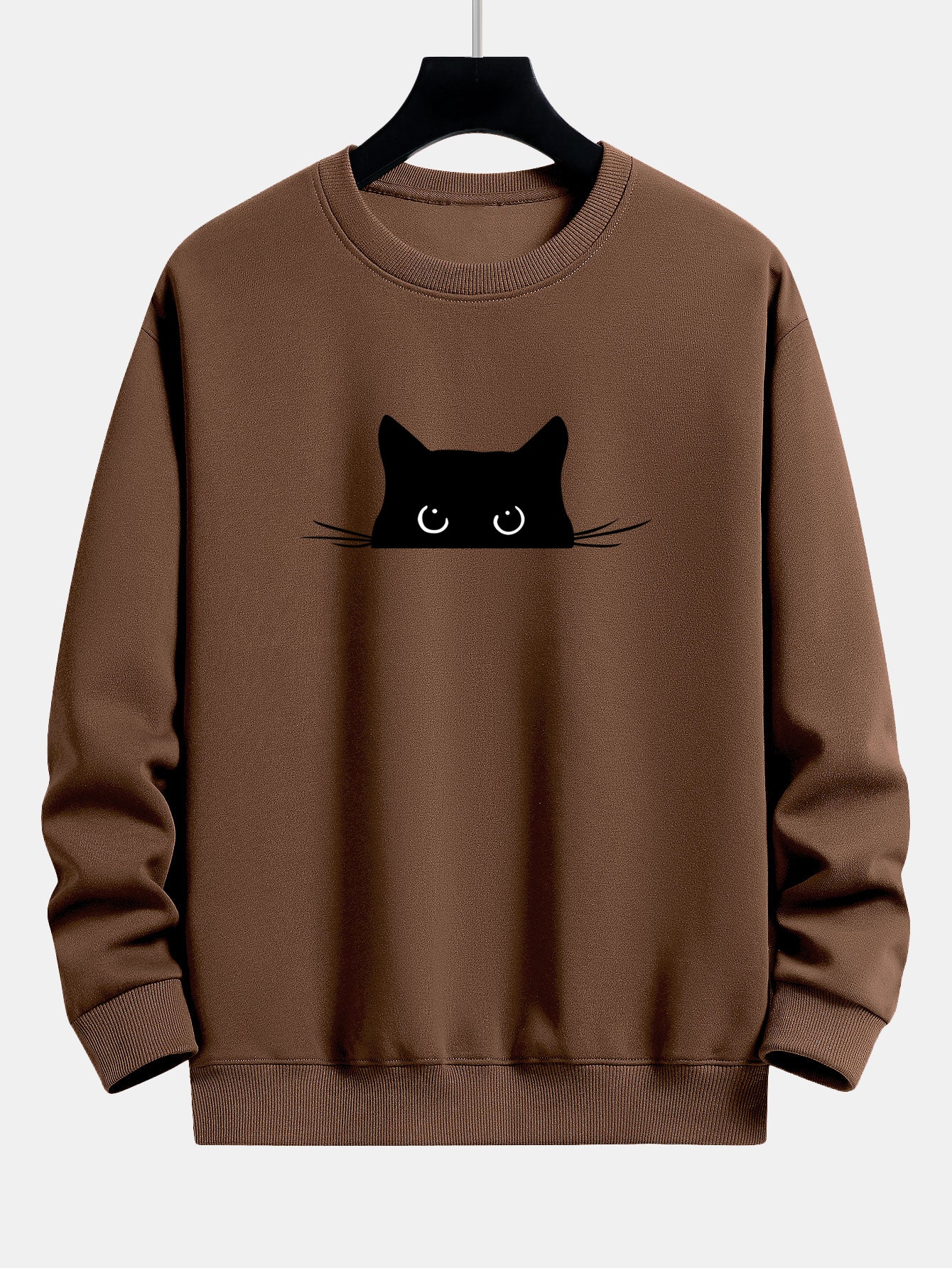 Sweatshirt mit lockerem Schnitt und schwarzem Katzenmotiv - Image 7