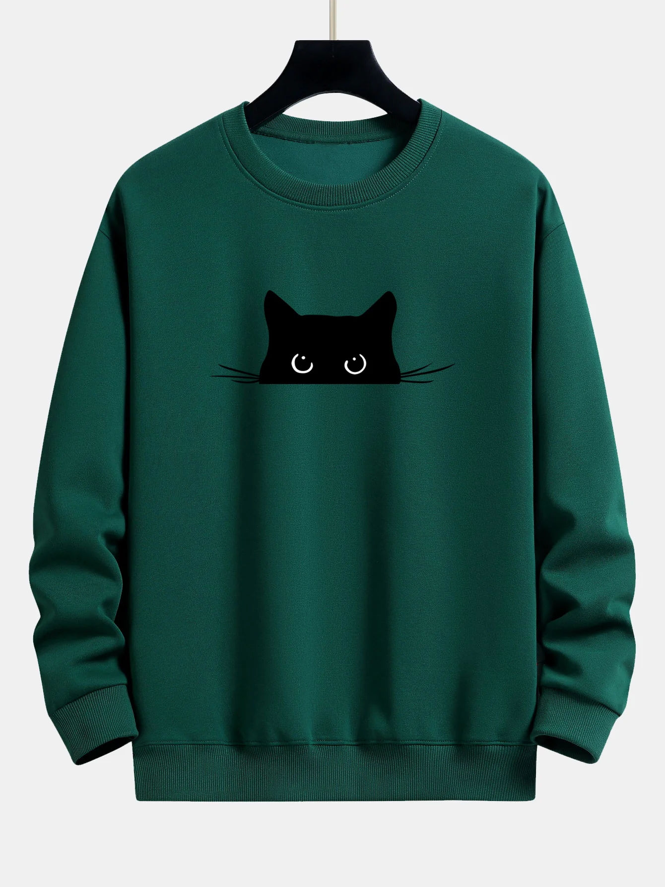 Sweatshirt mit lockerem Schnitt und schwarzem Katzenmotiv - Image 8