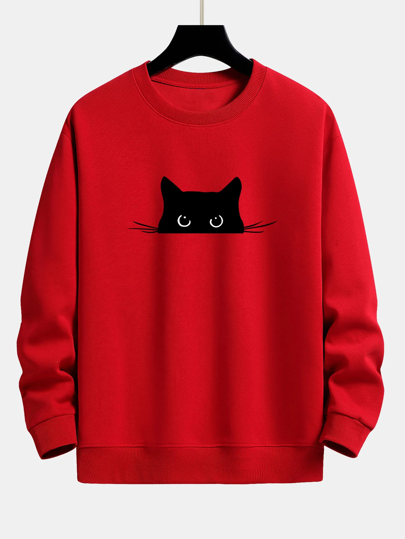 Sweatshirt mit lockerem Schnitt und schwarzem Katzenmotiv - Image 9