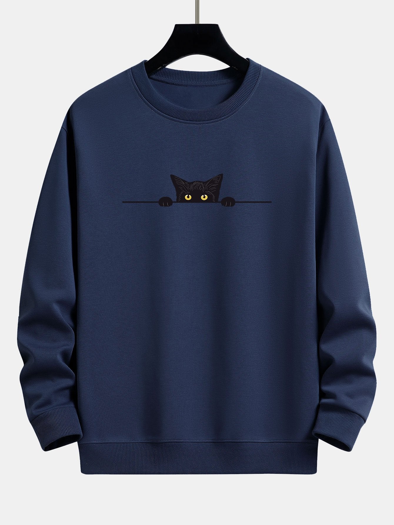 Schwarze Katzen Druck Relaxed Fit Sweatshirt - Image 5