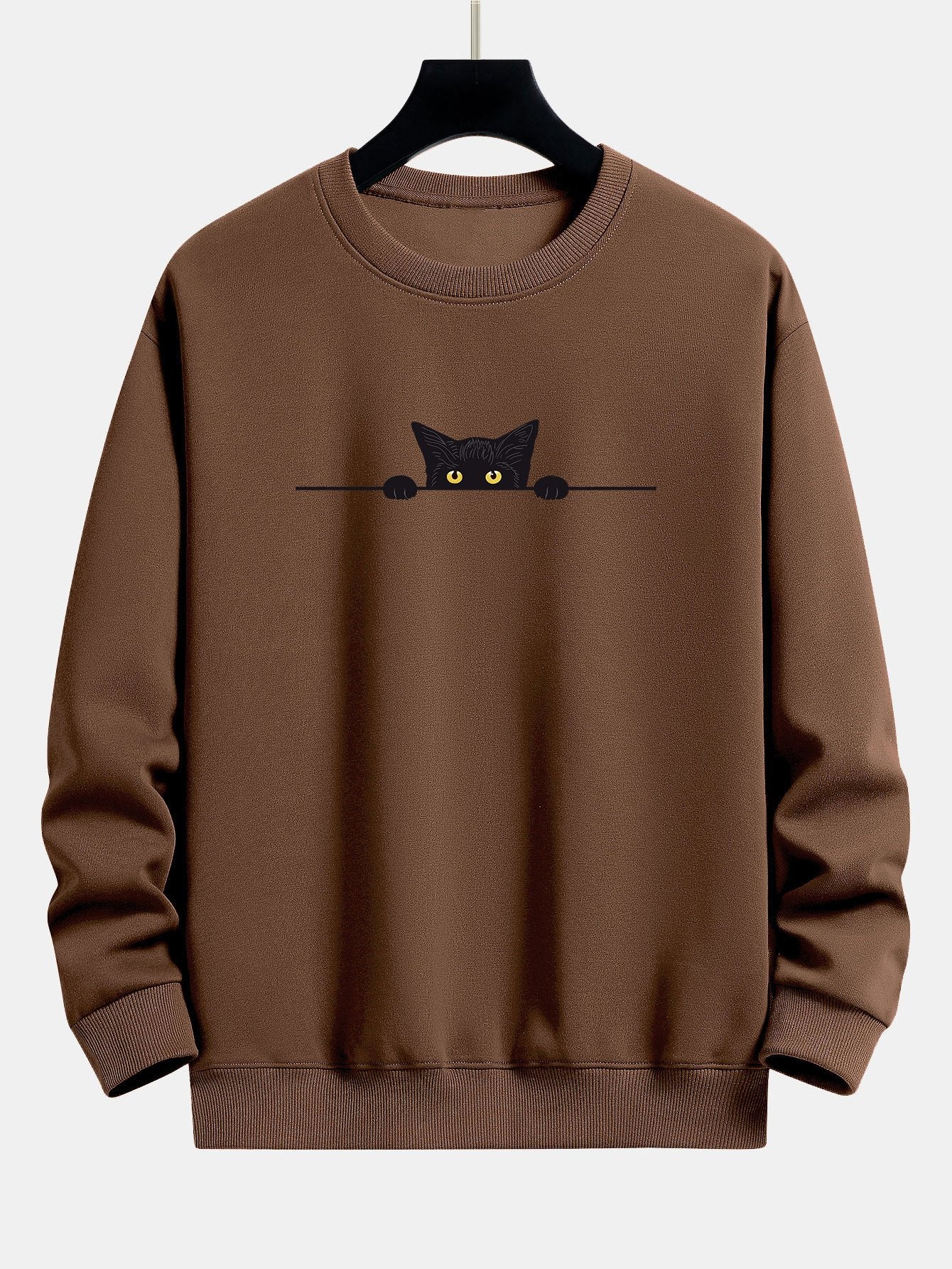 Schwarze Katzen Druck Relaxed Fit Sweatshirt - Image 6