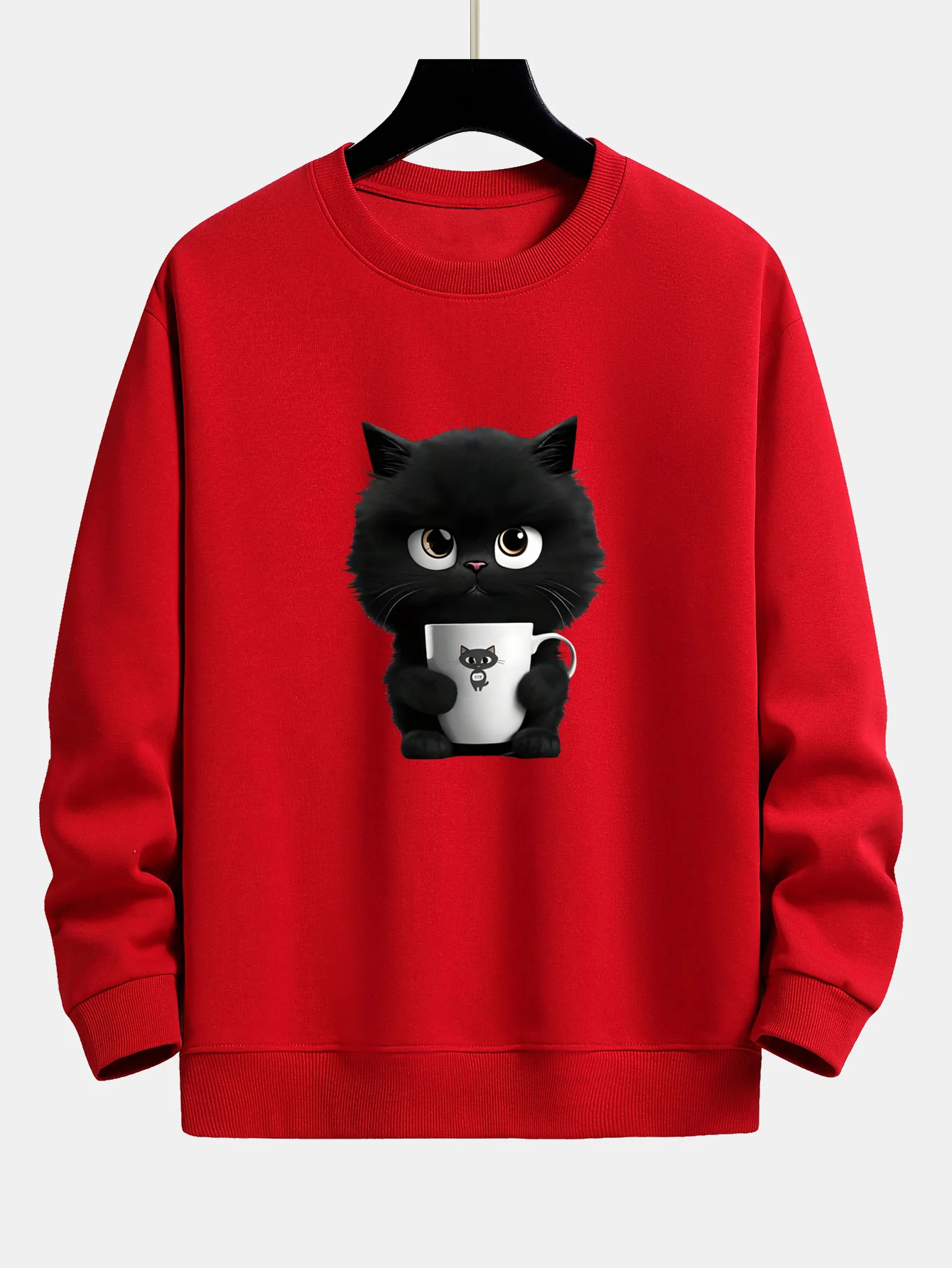 Sweatshirt mit lockerem Schnitt und schwarzem Katzenmotiv - Image 10