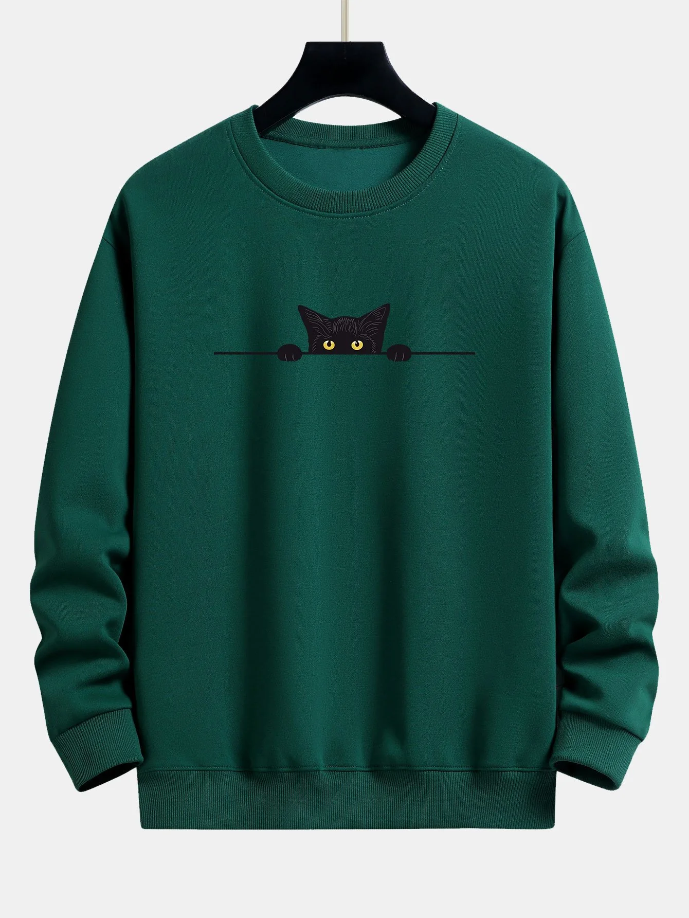 Schwarze Katzen Druck Relaxed Fit Sweatshirt - Image 7