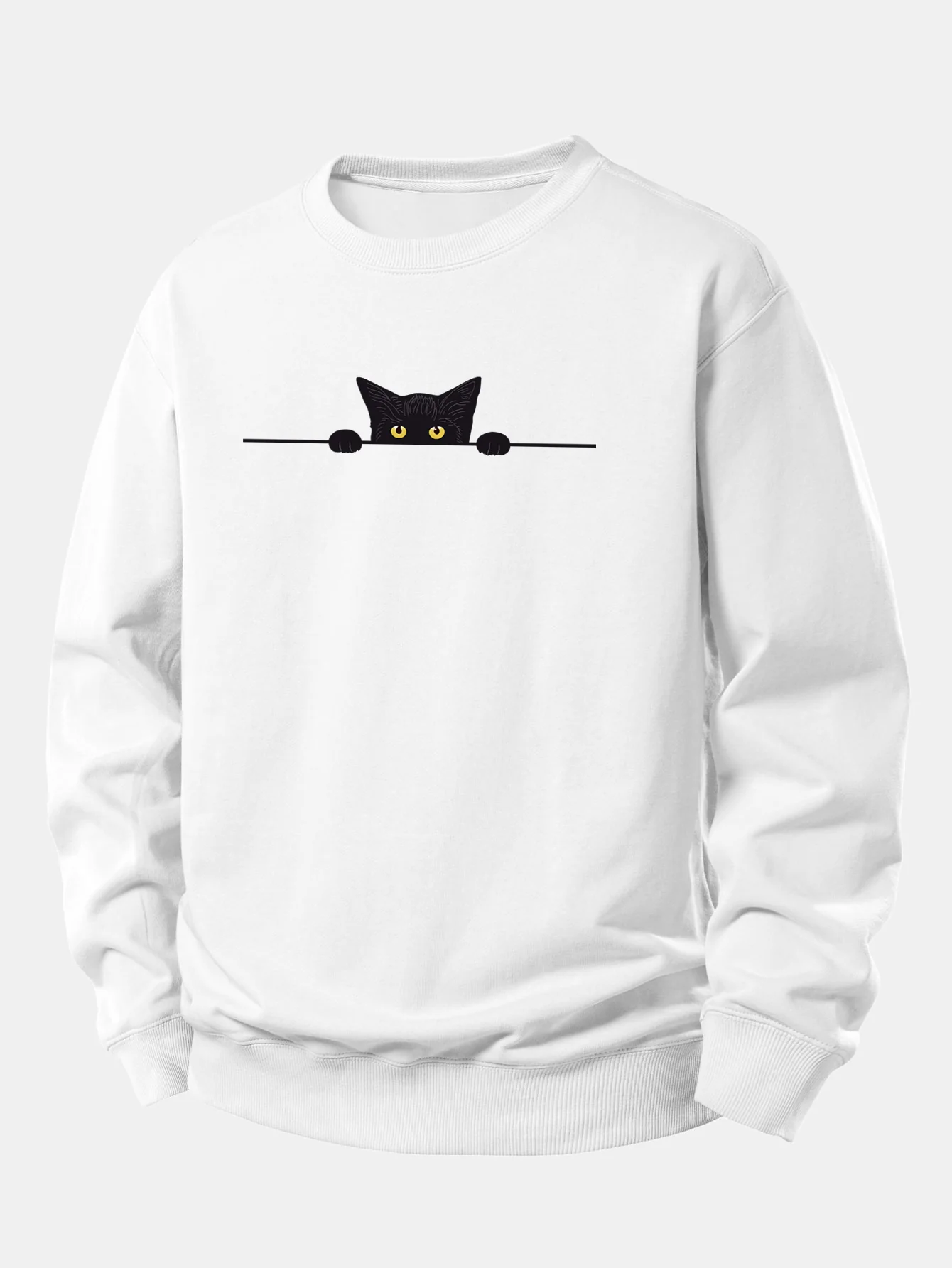 Sweatshirt mit lockerem Schnitt und schwarzem Katzenmotiv - Image 2