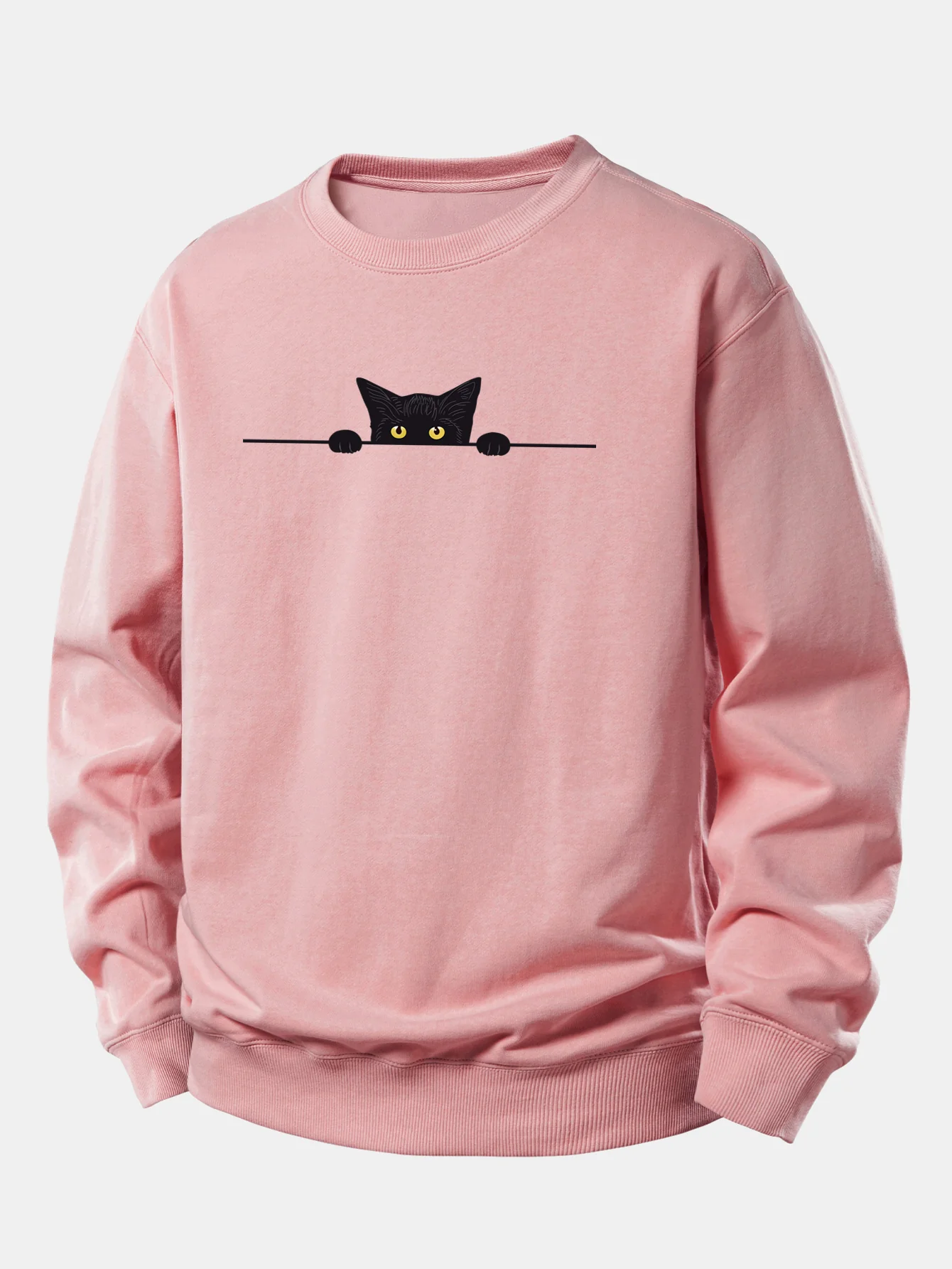 Sweatshirt mit lockerem Schnitt und schwarzem Katzenmotiv - Image 3