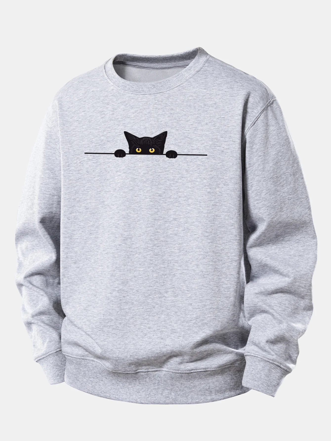 Sweatshirt mit lockerem Schnitt und schwarzem Katzenmotiv - Image 4