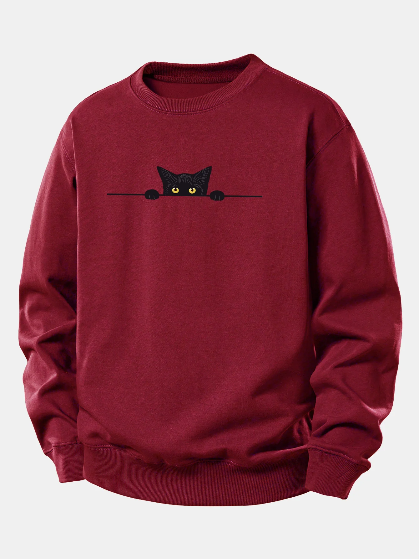 Sweatshirt mit lockerem Schnitt und schwarzem Katzenmotiv - Image 6