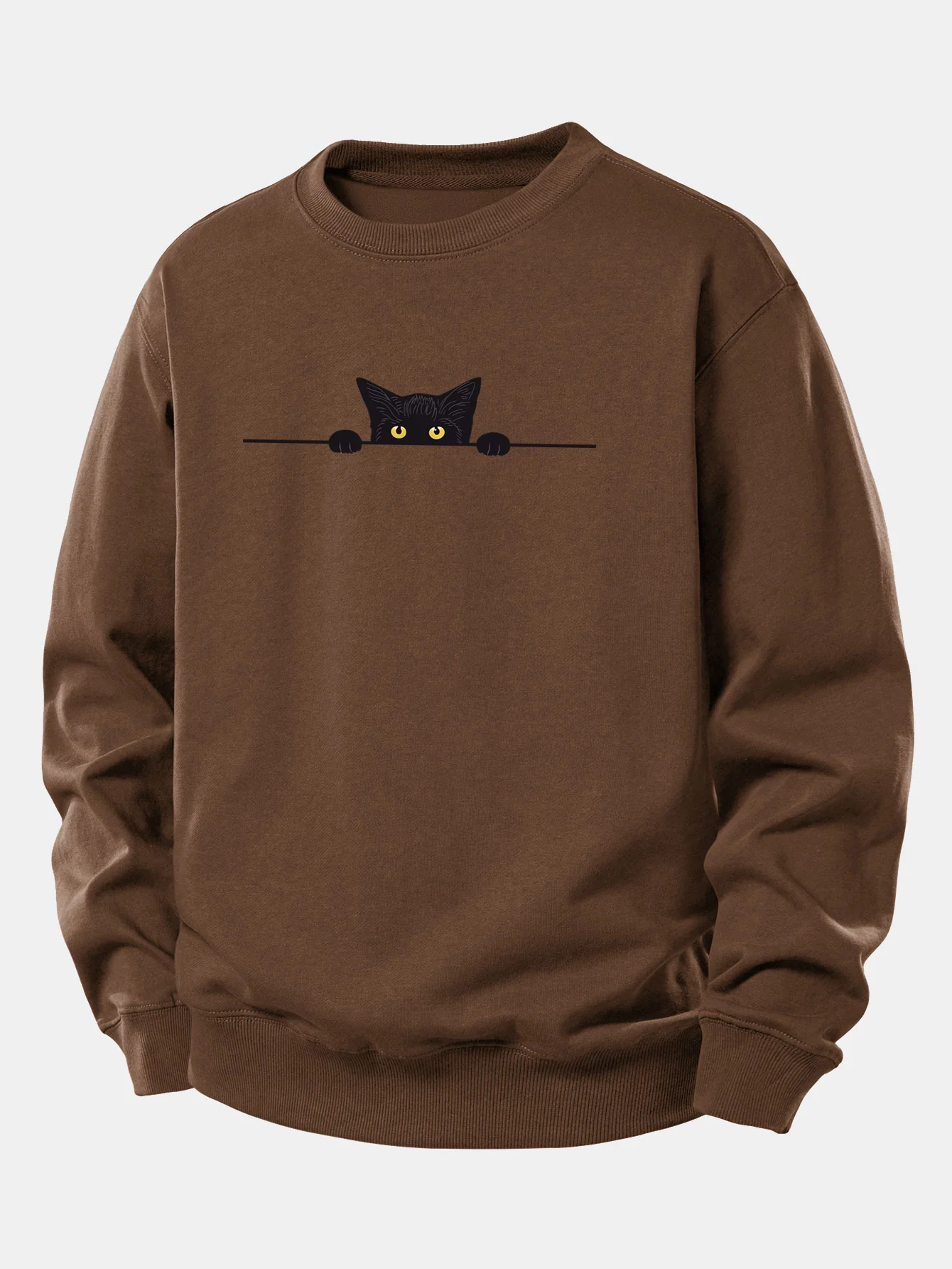 Sweatshirt mit lockerem Schnitt und schwarzem Katzenmotiv - Image 7