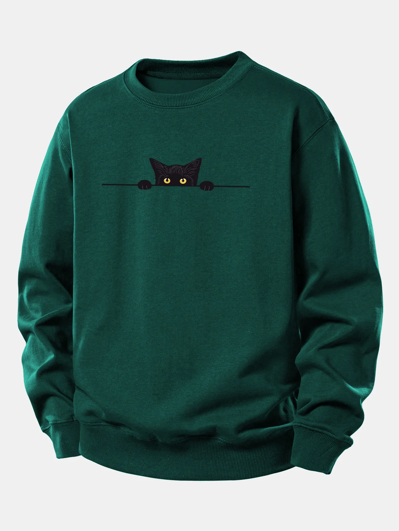 Sweatshirt mit lockerem Schnitt und schwarzem Katzenmotiv - Image 8