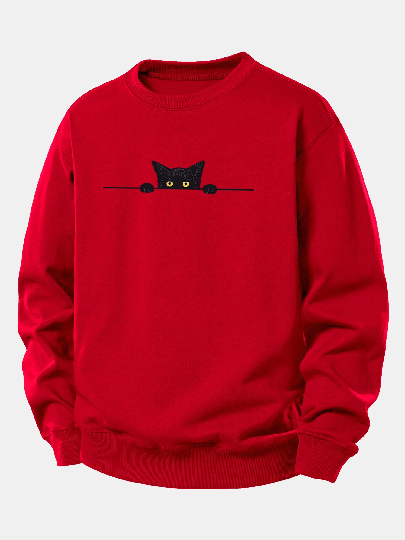 Sweatshirt mit lockerem Schnitt und schwarzem Katzenmotiv - Image 9