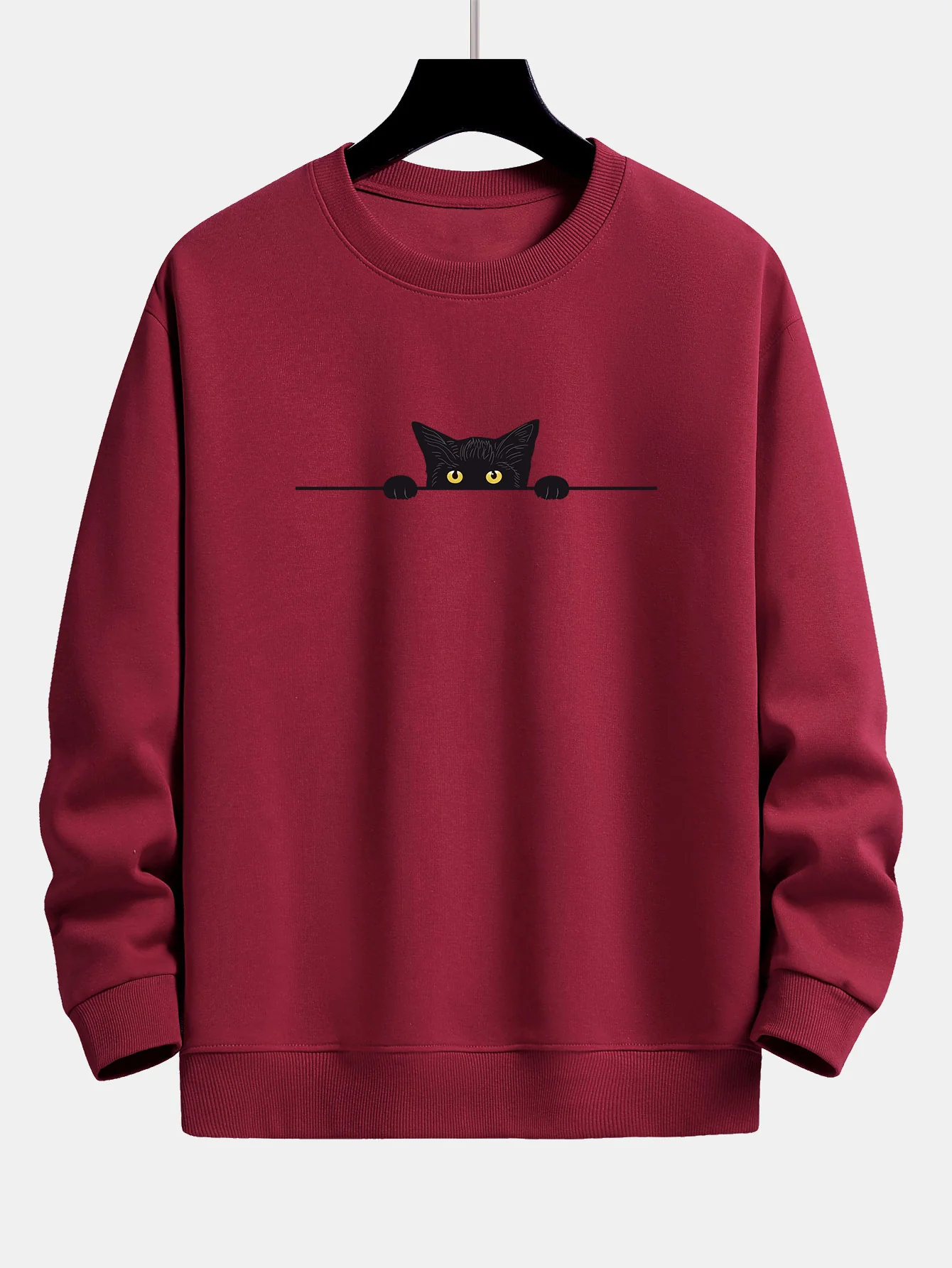 Schwarze Katzen Druck Relaxed Fit Sweatshirt - Image 8