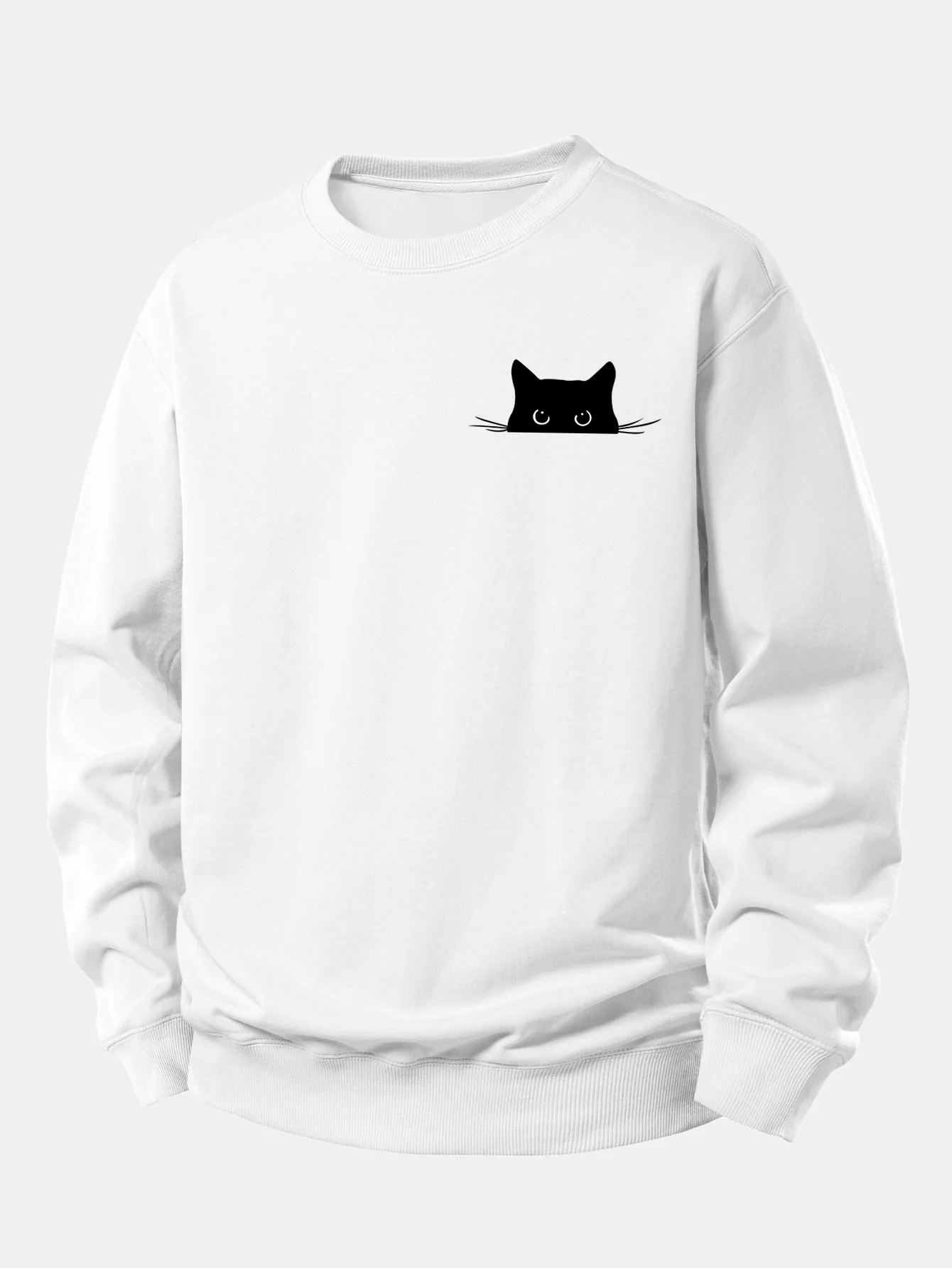 Sweatshirt mit lockerem Schnitt und schwarzem Katzenmotiv - Image 2