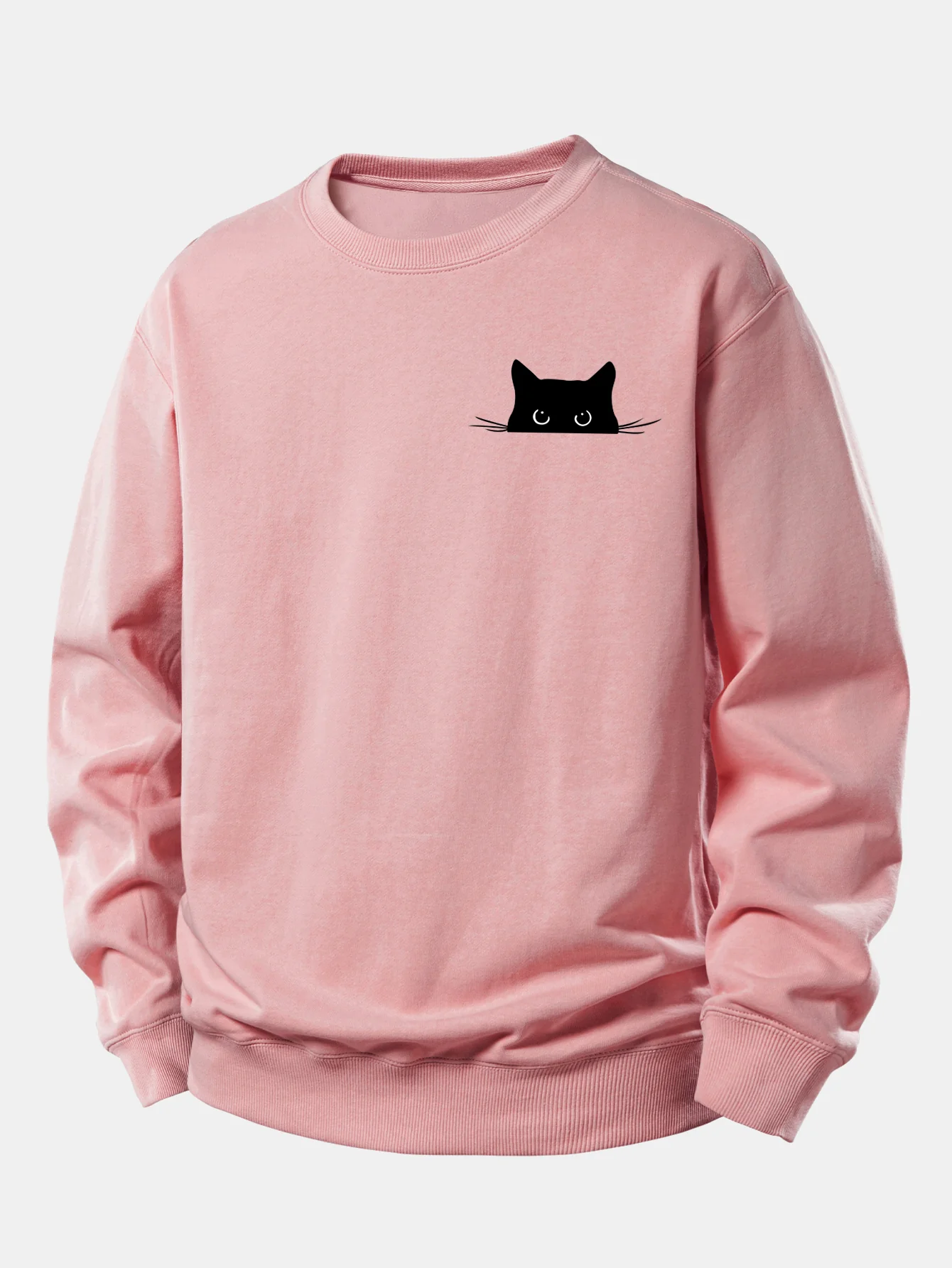 Sweatshirt mit lockerem Schnitt und schwarzem Katzenmotiv - Image 3