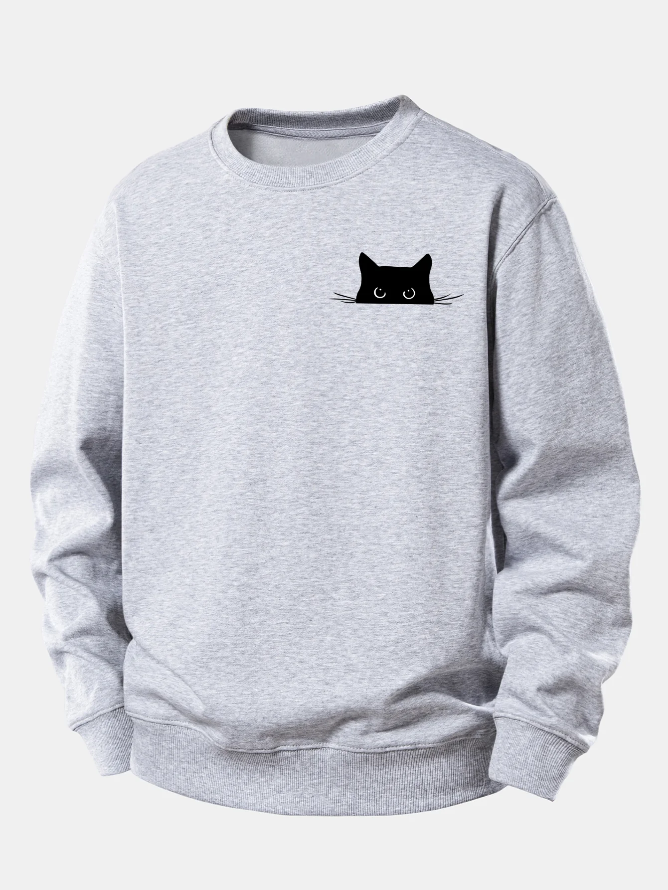 Sweatshirt mit lockerem Schnitt und schwarzem Katzenmotiv - Image 4