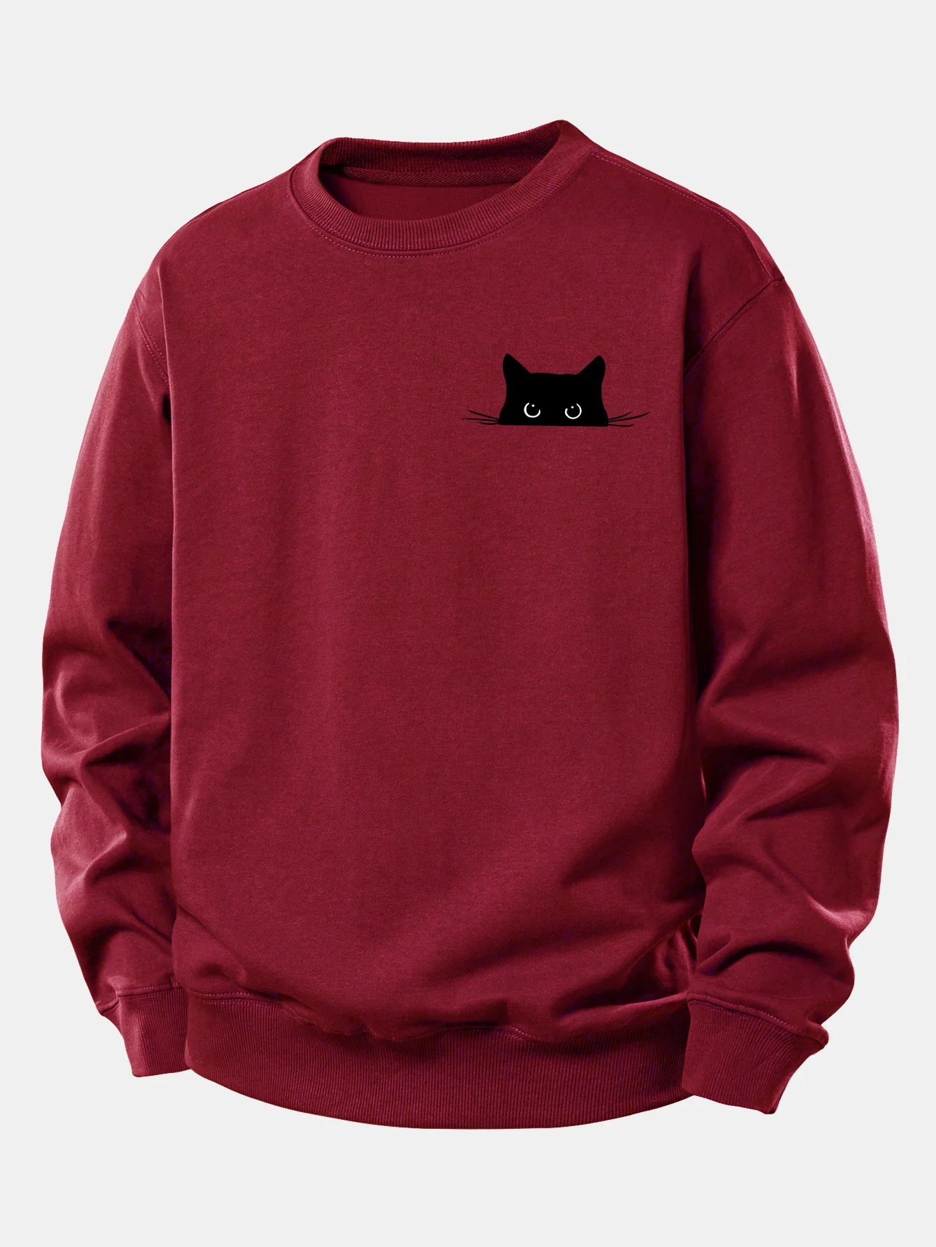 Sweatshirt mit lockerem Schnitt und schwarzem Katzenmotiv - Image 6
