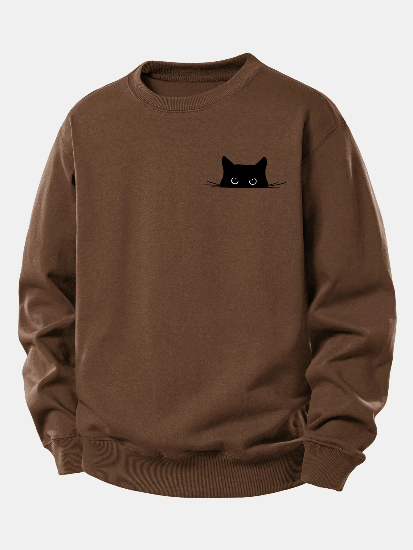 Sweatshirt mit lockerem Schnitt und schwarzem Katzenmotiv - Image 7