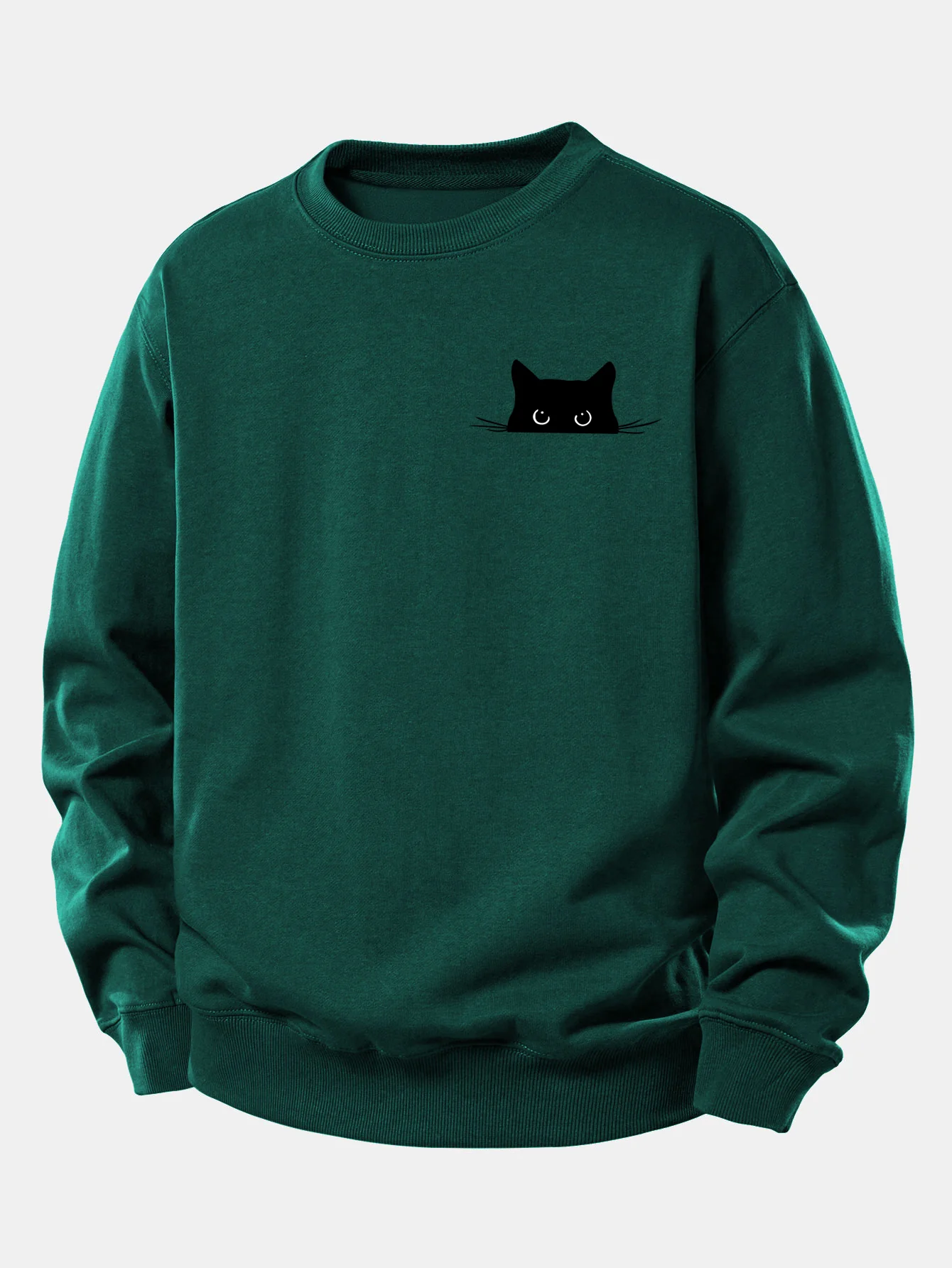 Sweatshirt mit lockerem Schnitt und schwarzem Katzenmotiv - Image 8