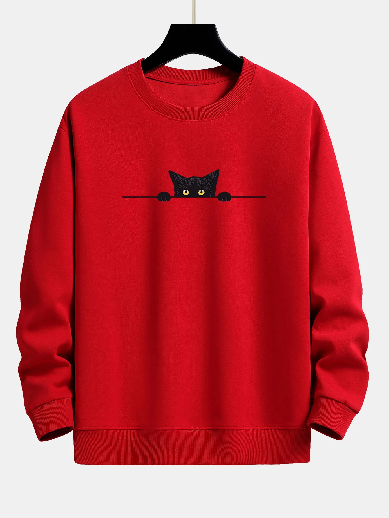Schwarze Katzen Druck Relaxed Fit Sweatshirt - Image 9