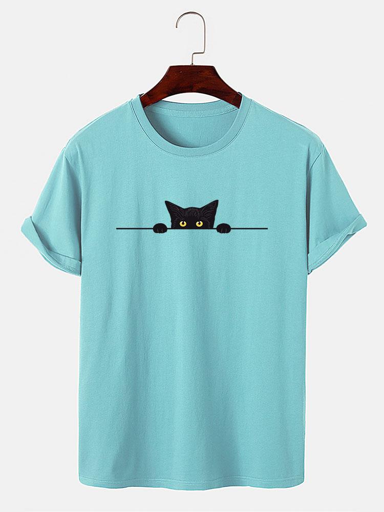 Schwarze Katze Druck T-Shirt - Image 10