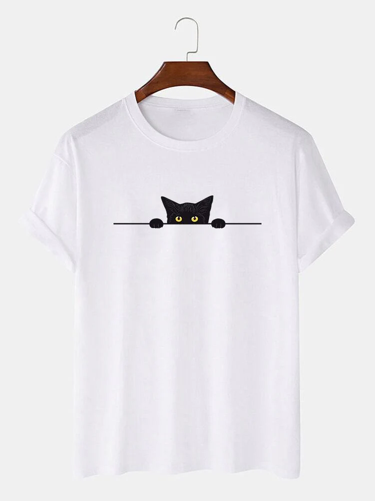 Schwarze Katze Druck T-Shirt - Image 2