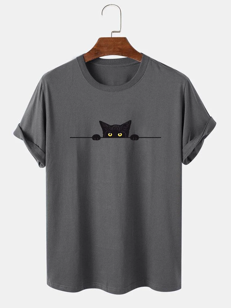 Schwarze Katze Druck T-Shirt - Image 4