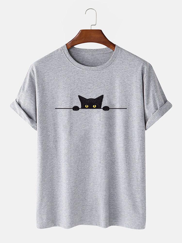 Schwarze Katze Druck T-Shirt - Image 5