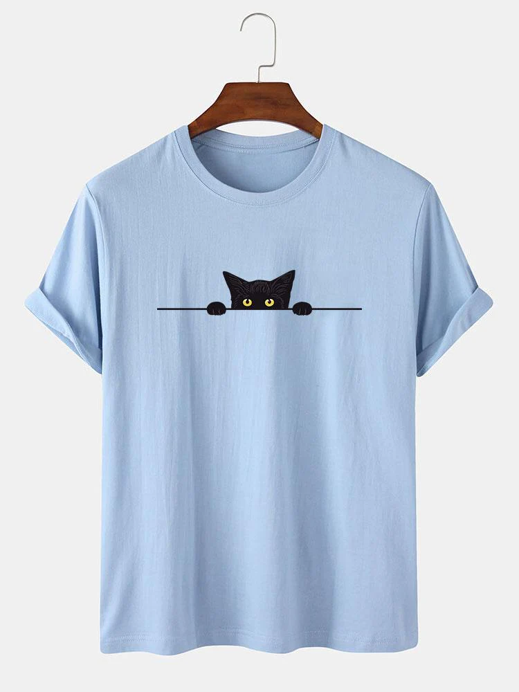 Schwarze Katze Druck T-Shirt - Image 6
