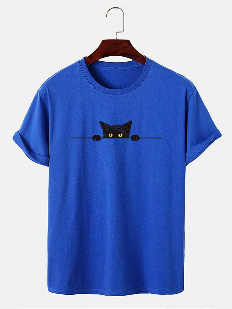 Schwarze Katze Druck T-Shirt - Image 7