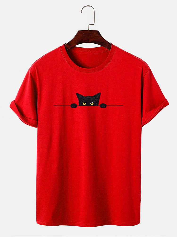Schwarze Katze Druck T-Shirt - Image 8