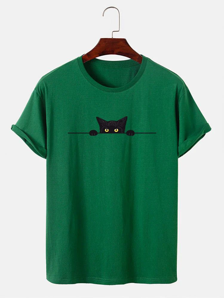 Schwarze Katze Druck T-Shirt - Image 9