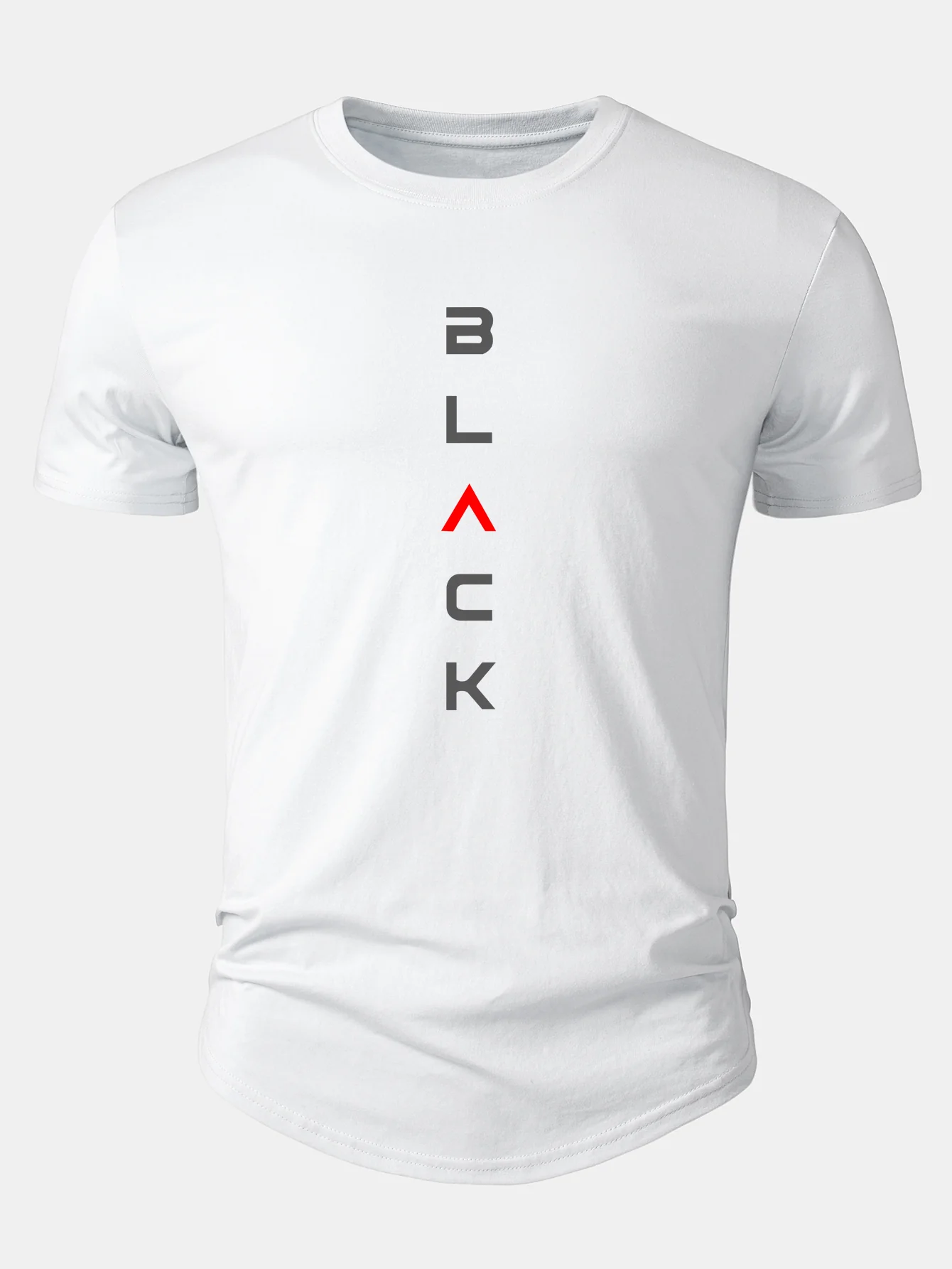 Black Print Cotton Arc Hem T-Shirt - Image 2