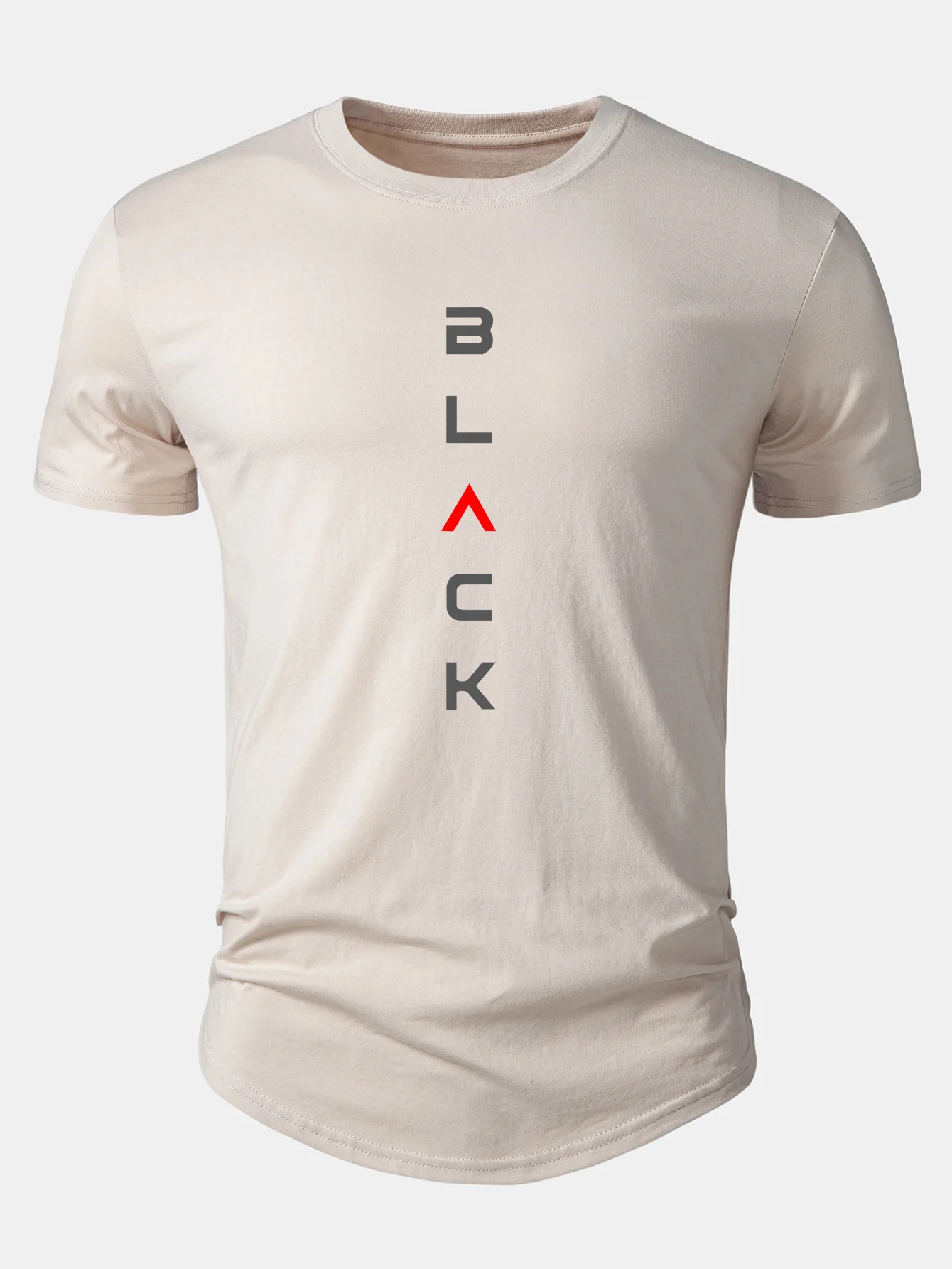 Black Print Cotton Arc Hem T-Shirt - Image 3