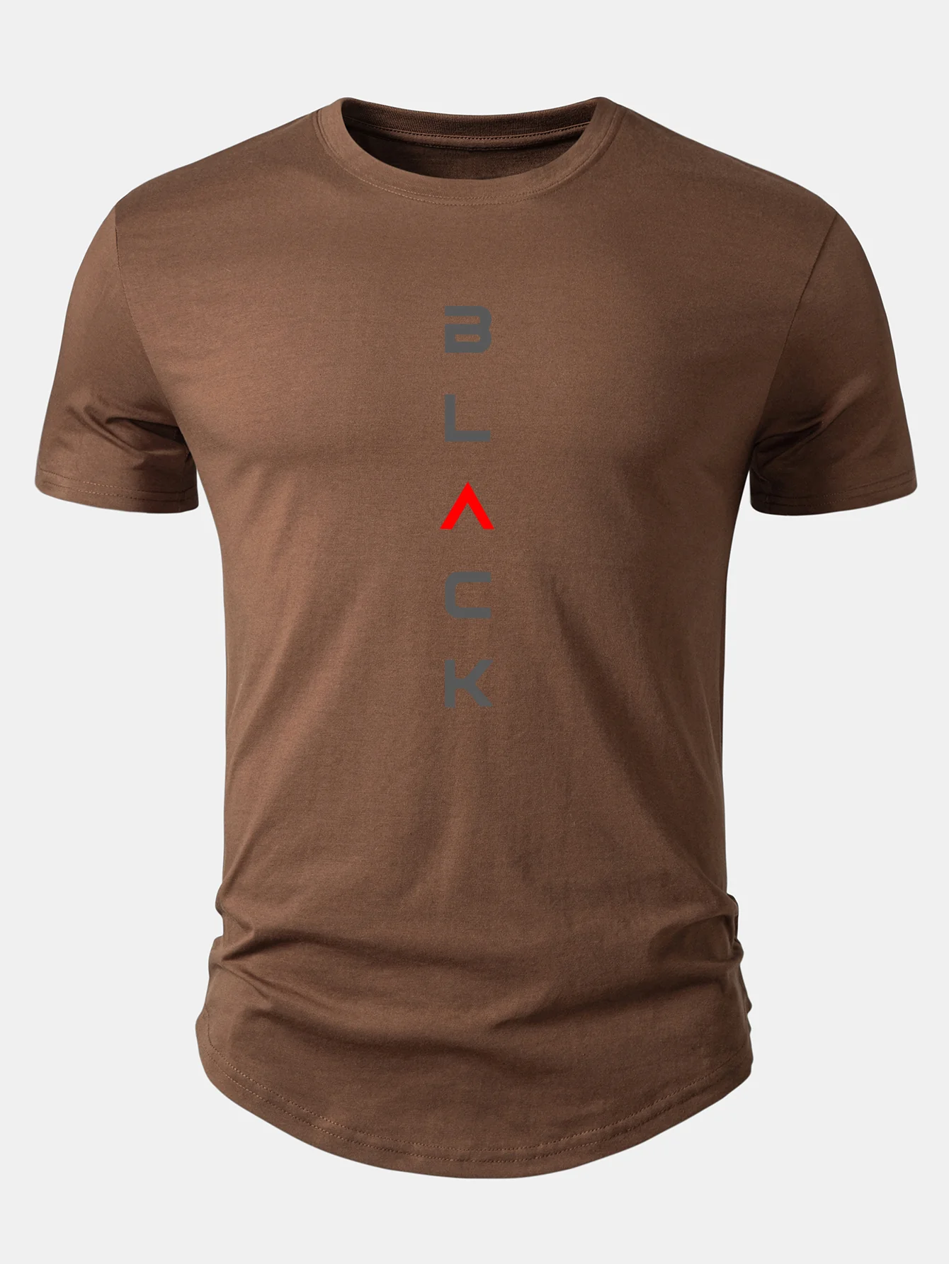 Black Print Cotton Arc Hem T-Shirt - Image 4