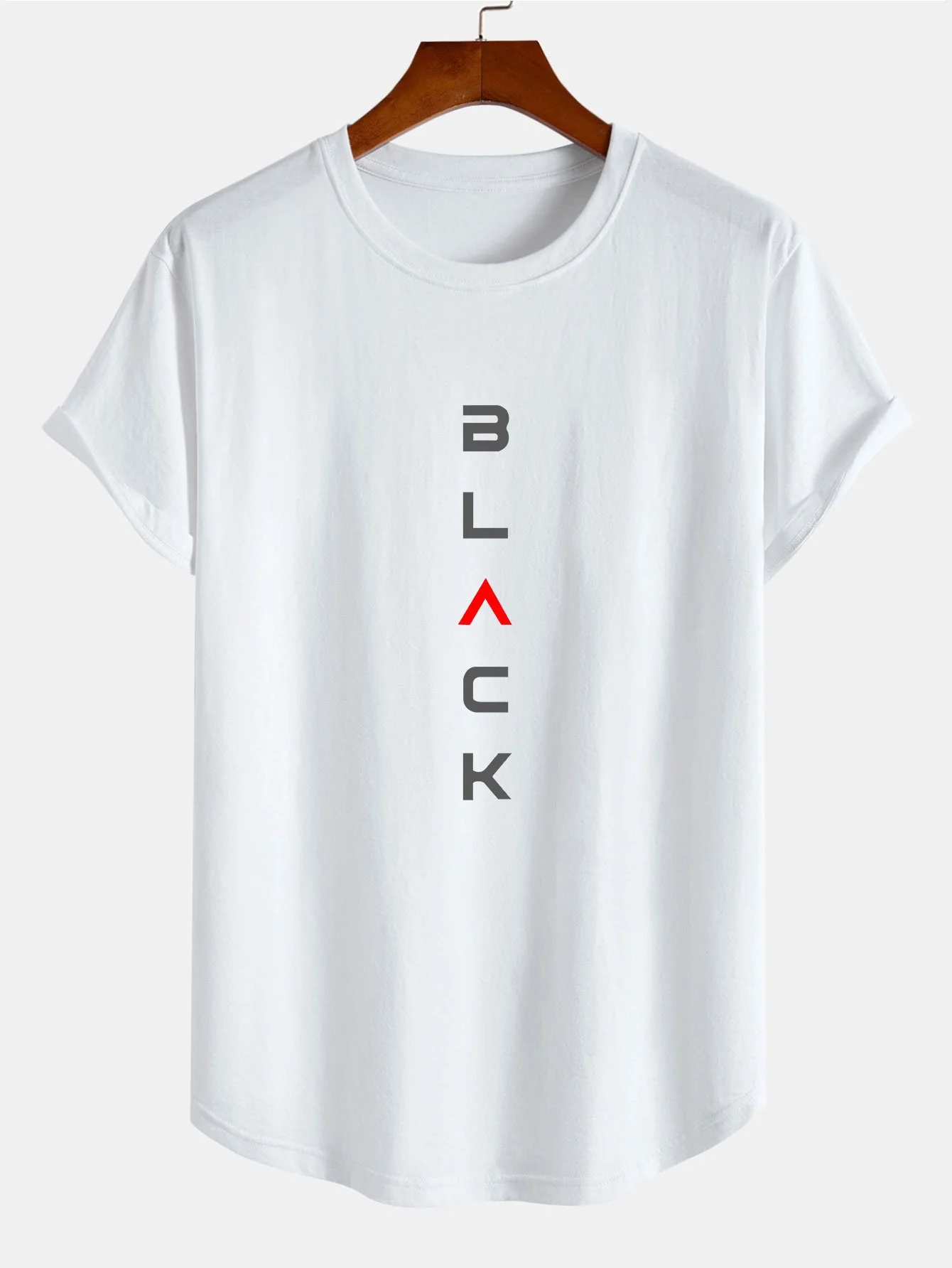 Schwarzes Druck Baumwolle Bogen Saum T-Shirt - Image 2