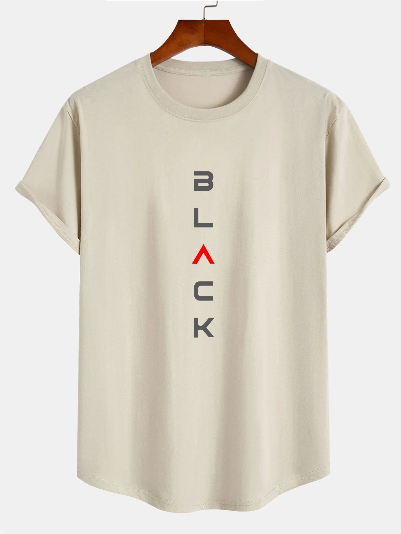 Schwarzes Druck Baumwolle Bogen Saum T-Shirt - Image 3