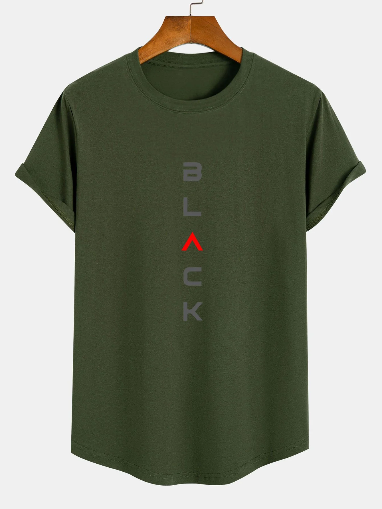 Schwarzes Druck Baumwolle Bogen Saum T-Shirt - Image 4