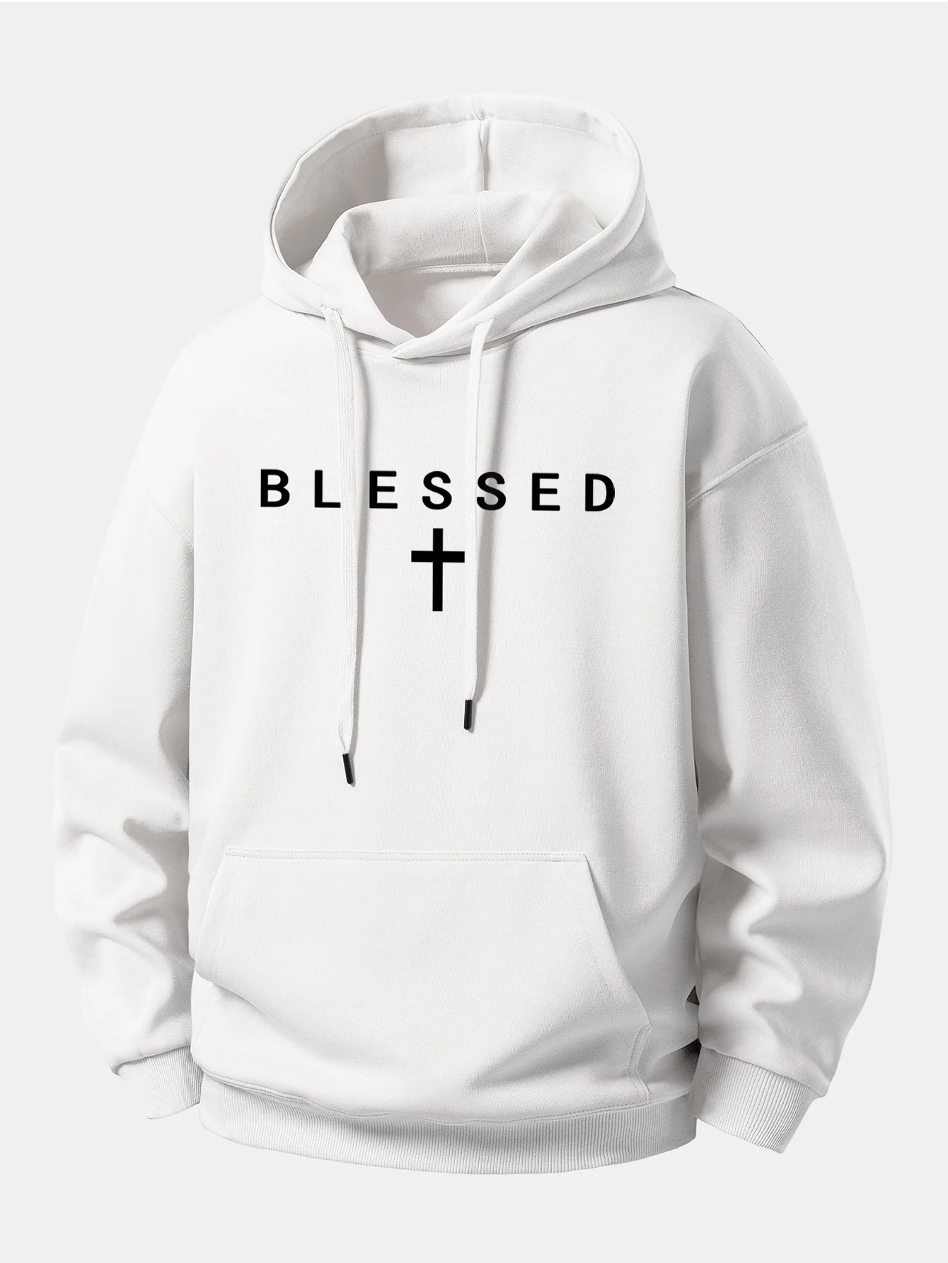 Blessed Cross Print Relax Fit Hoodie - Image 4