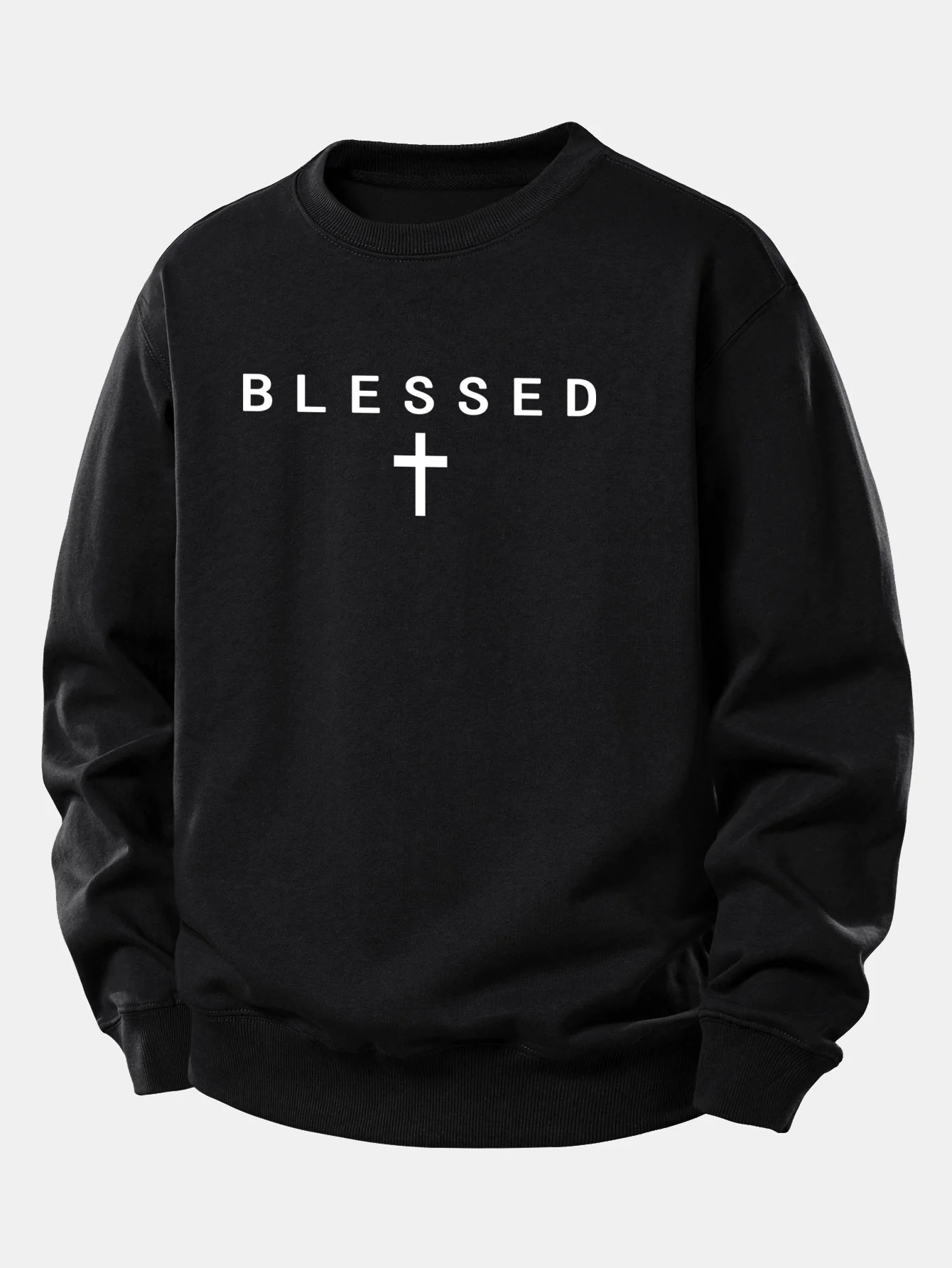 Blessed Cross Print Relax Fit Sweatshirt
