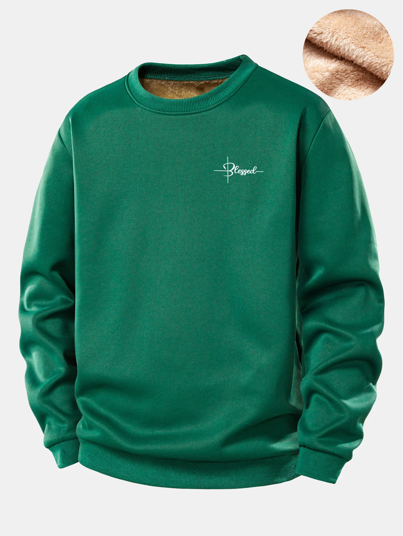 Gesegnetes Print Teddy Fleece Gefüttertes Sweatshirt - Image 6