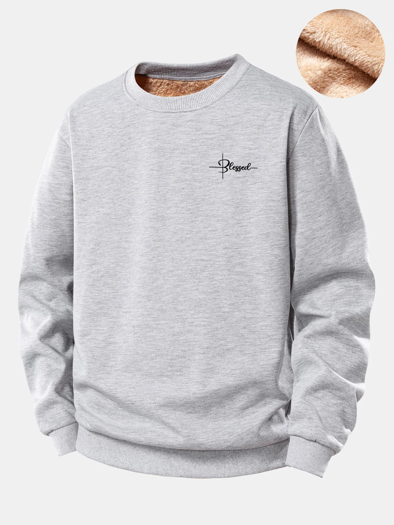 Gesegnetes Print Teddy Fleece Gefüttertes Sweatshirt - Image 7