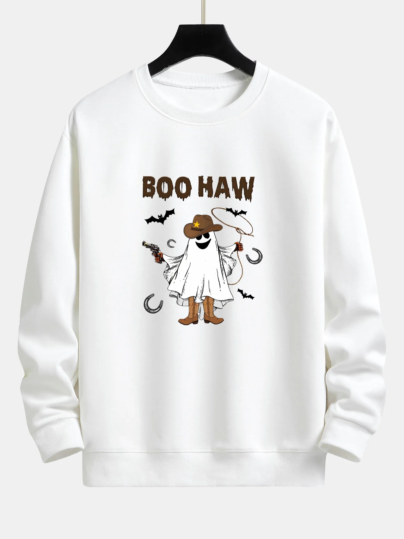 BOO HAW Cowboy Geisterdruck Locker sitzendes Sweatshirt - Image 2