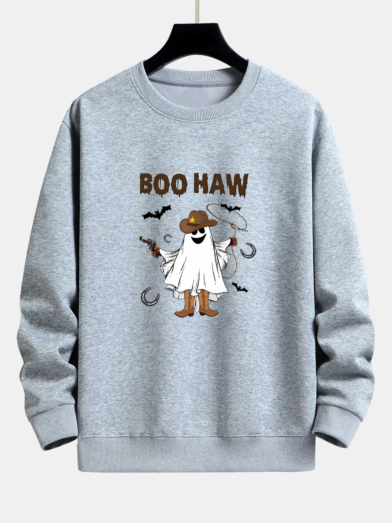 BOO HAW Cowboy Geisterdruck Locker sitzendes Sweatshirt - Image 4