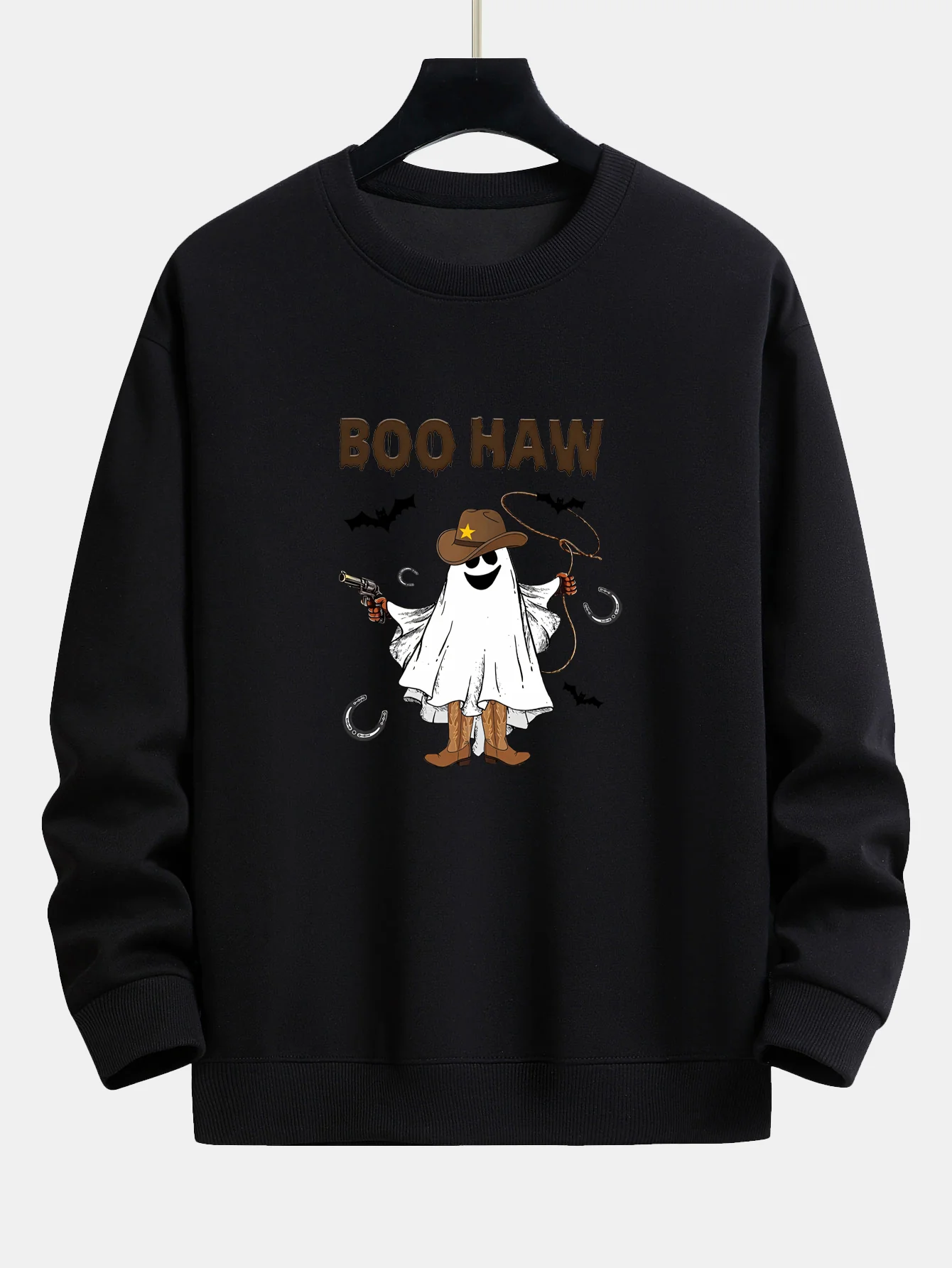BOO HAW Cowboy Geisterdruck Locker sitzendes Sweatshirt - Image 5