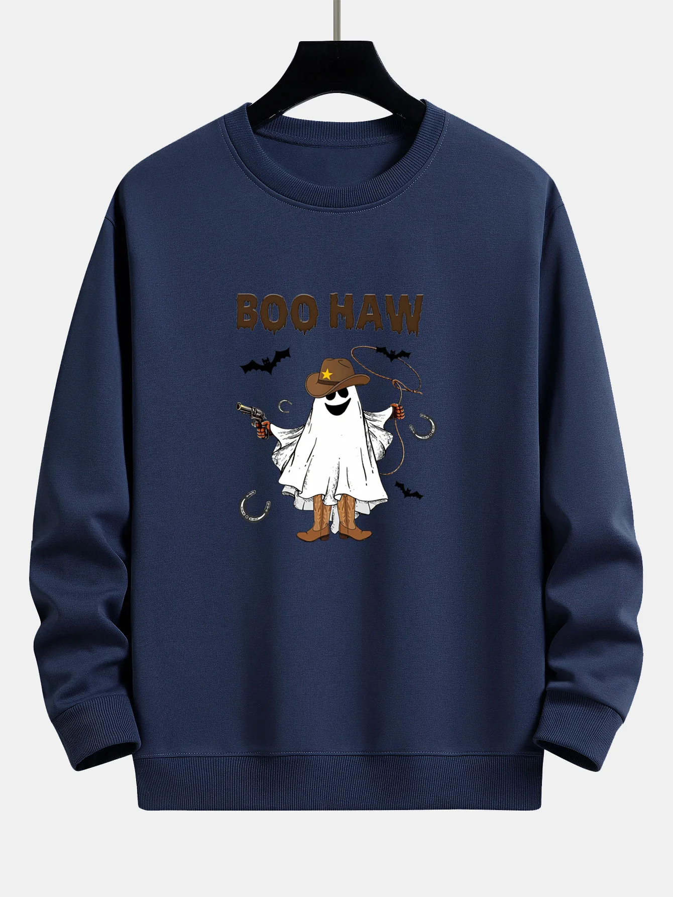 BOO HAW Cowboy Geisterdruck Locker sitzendes Sweatshirt - Image 6