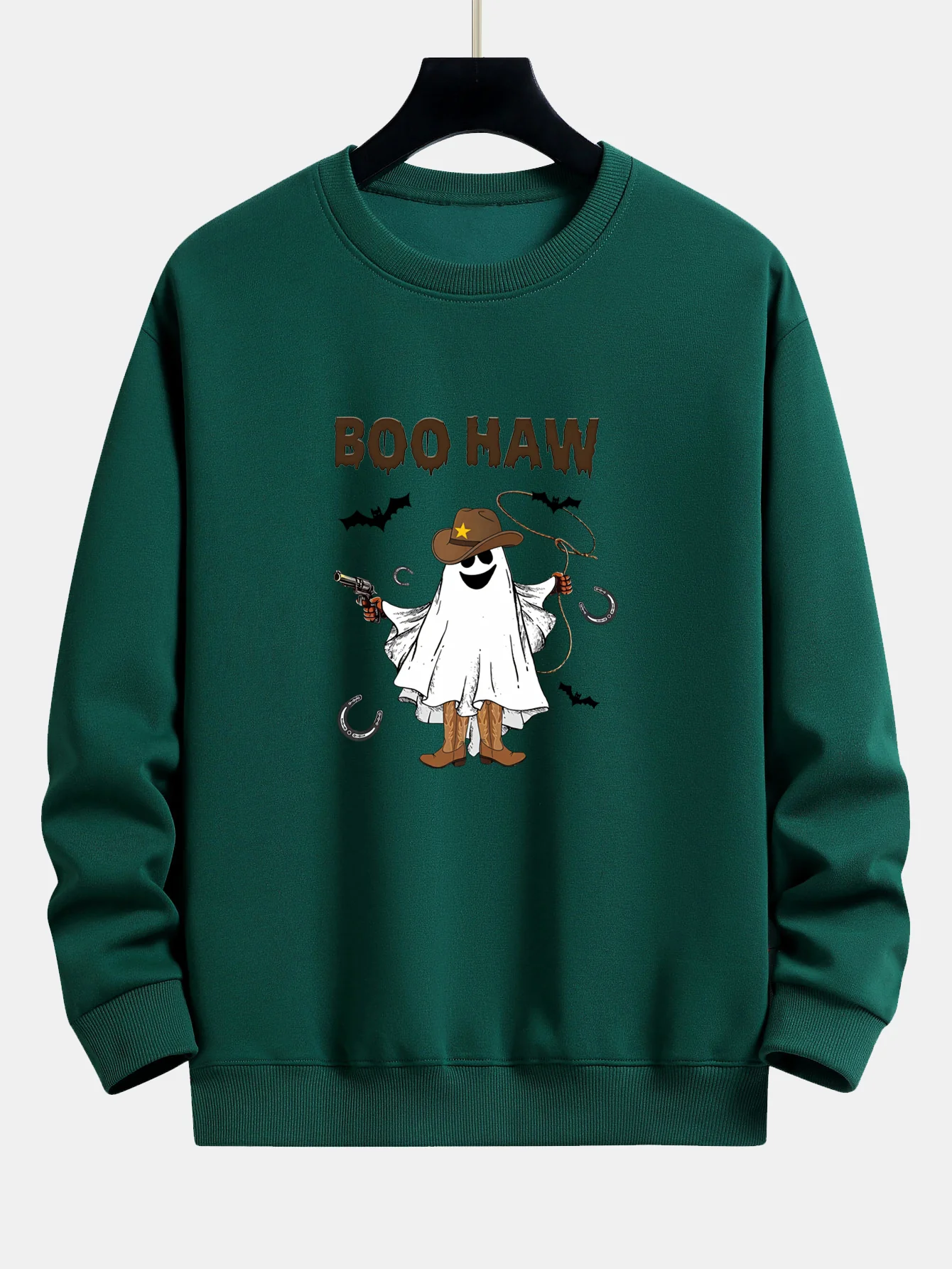 BOO HAW Cowboy Geisterdruck Locker sitzendes Sweatshirt - Image 9